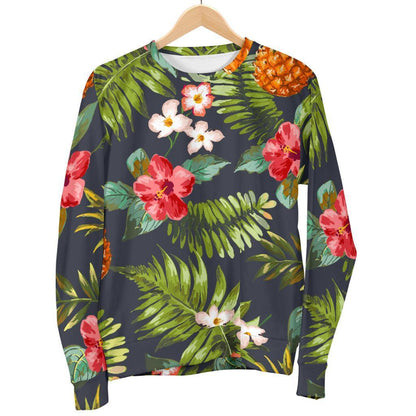 Tropical Hawaii Pineapple Pattern Print Men's Crewneck Sweatshirt GearFrost