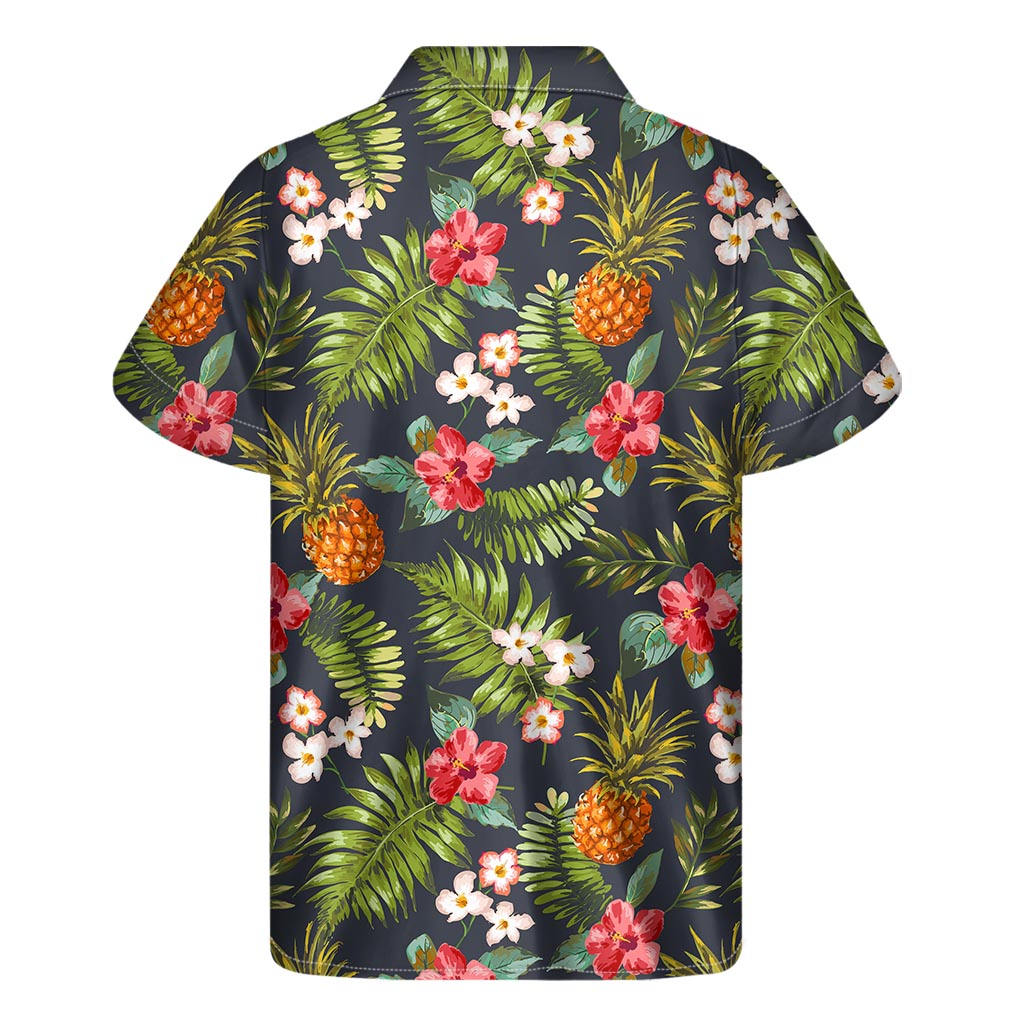 Tropical Hawaii Pineapple Pattern Print Men's Short Sleeve Shirt