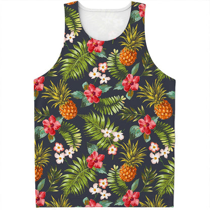 Tropical Hawaii Pineapple Pattern Print Men's Tank Top