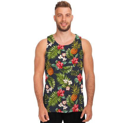 Tropical Hawaii Pineapple Pattern Print Men's Tank Top