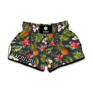 Tropical Hawaii Pineapple Pattern Print Muay Thai Boxing Shorts