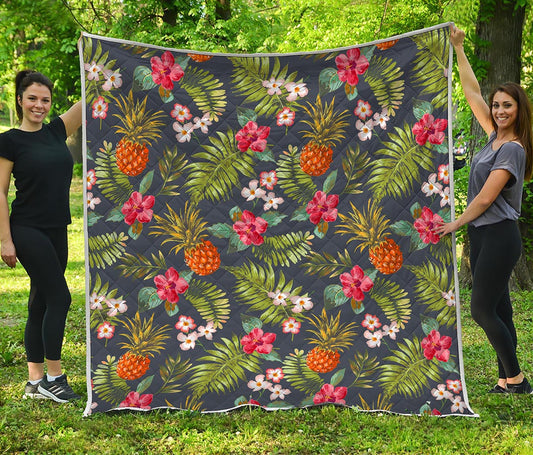 Tropical Hawaii Pineapple Pattern Print Quilt