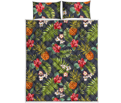 Tropical Hawaii Pineapple Pattern Print Quilt Bed Set