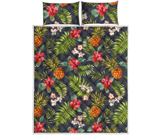 Tropical Hawaii Pineapple Pattern Print Quilt Bed Set