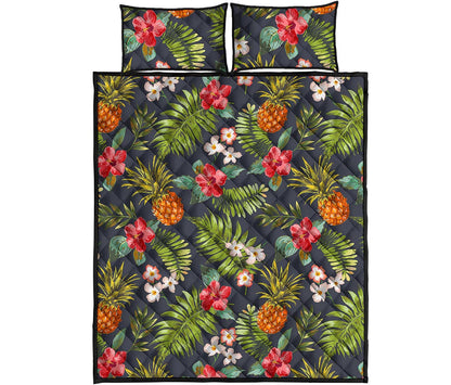 Tropical Hawaii Pineapple Pattern Print Quilt Bed Set