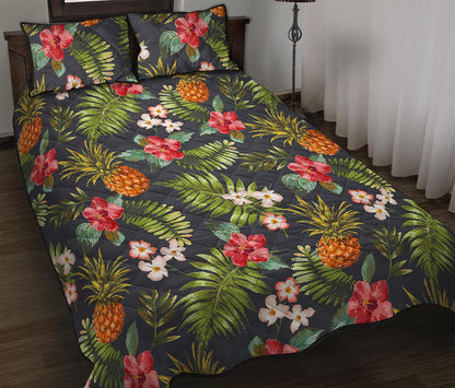 Tropical Hawaii Pineapple Pattern Print Quilt Bed Set