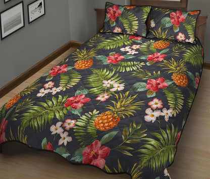 Tropical Hawaii Pineapple Pattern Print Quilt Bed Set