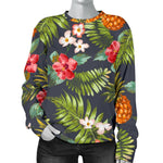 Tropical Hawaii Pineapple Pattern Print Women's Crewneck Sweatshirt GearFrost