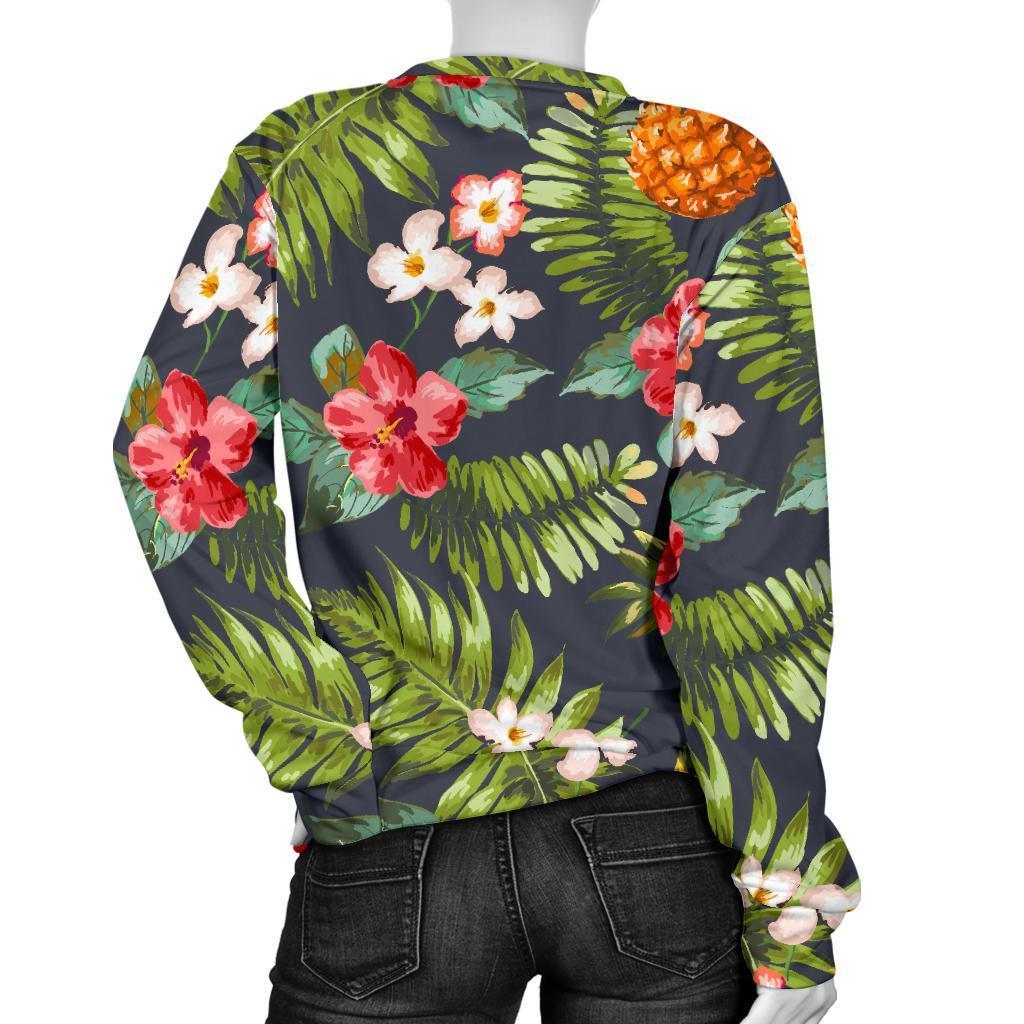 Tropical Hawaii Pineapple Pattern Print Women's Crewneck Sweatshirt GearFrost