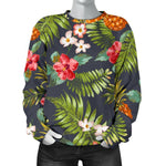Tropical Hawaii Pineapple Pattern Print Women's Crewneck Sweatshirt GearFrost