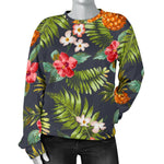 Tropical Hawaii Pineapple Pattern Print Women's Crewneck Sweatshirt GearFrost