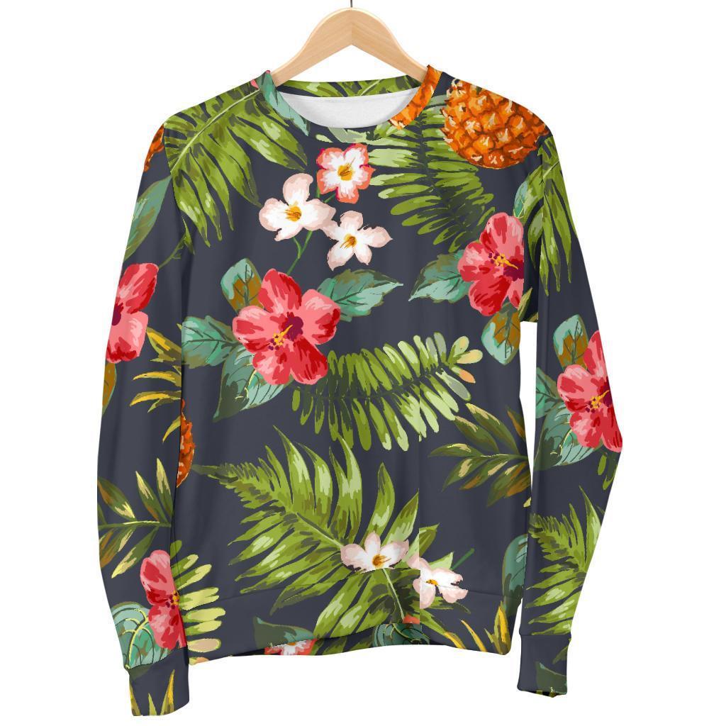 Tropical Hawaii Pineapple Pattern Print Women's Crewneck Sweatshirt GearFrost