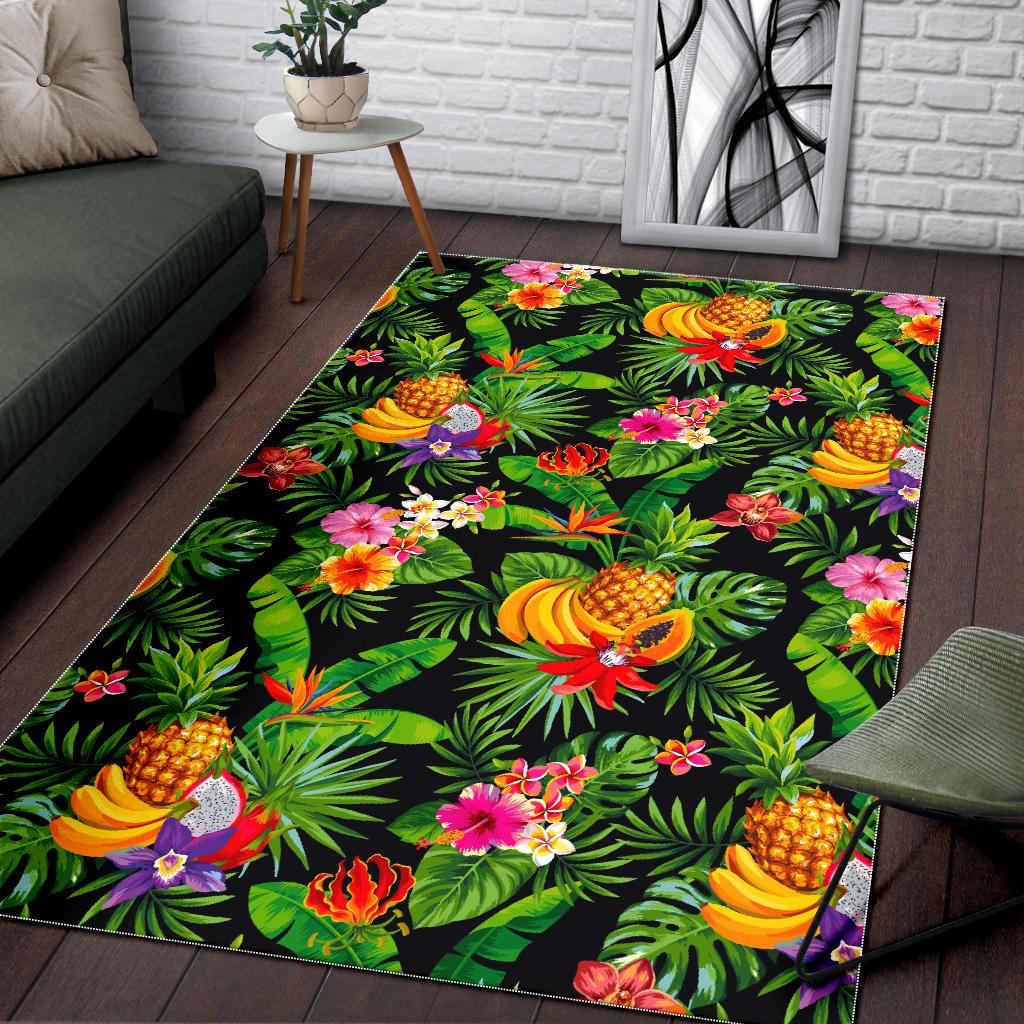 Tropical Hawaiian Fruits Pattern Print Area Rug GearFrost