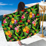 Tropical Hawaiian Fruits Pattern Print Beach Sarong Wrap