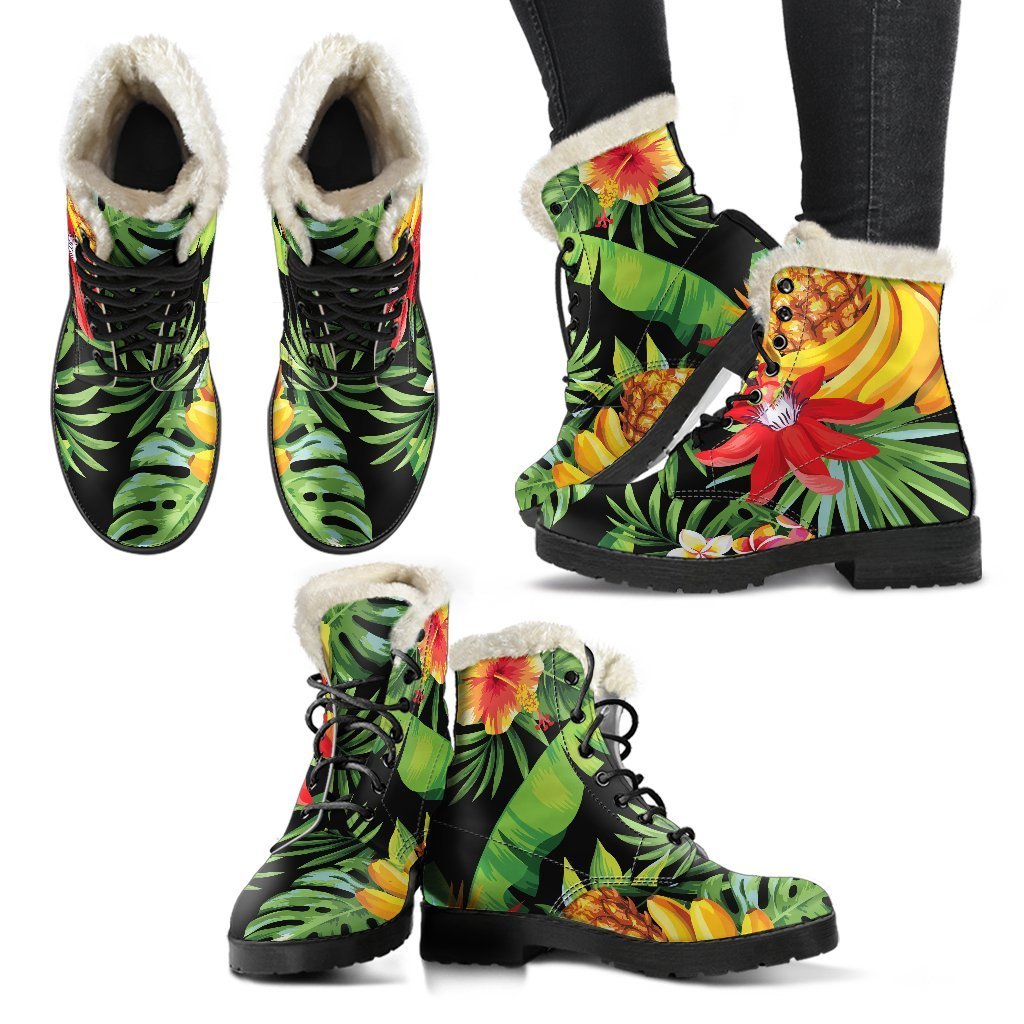 Tropical Hawaiian Fruits Pattern Print Comfy Boots GearFrost