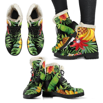 Tropical Hawaiian Fruits Pattern Print Comfy Boots GearFrost