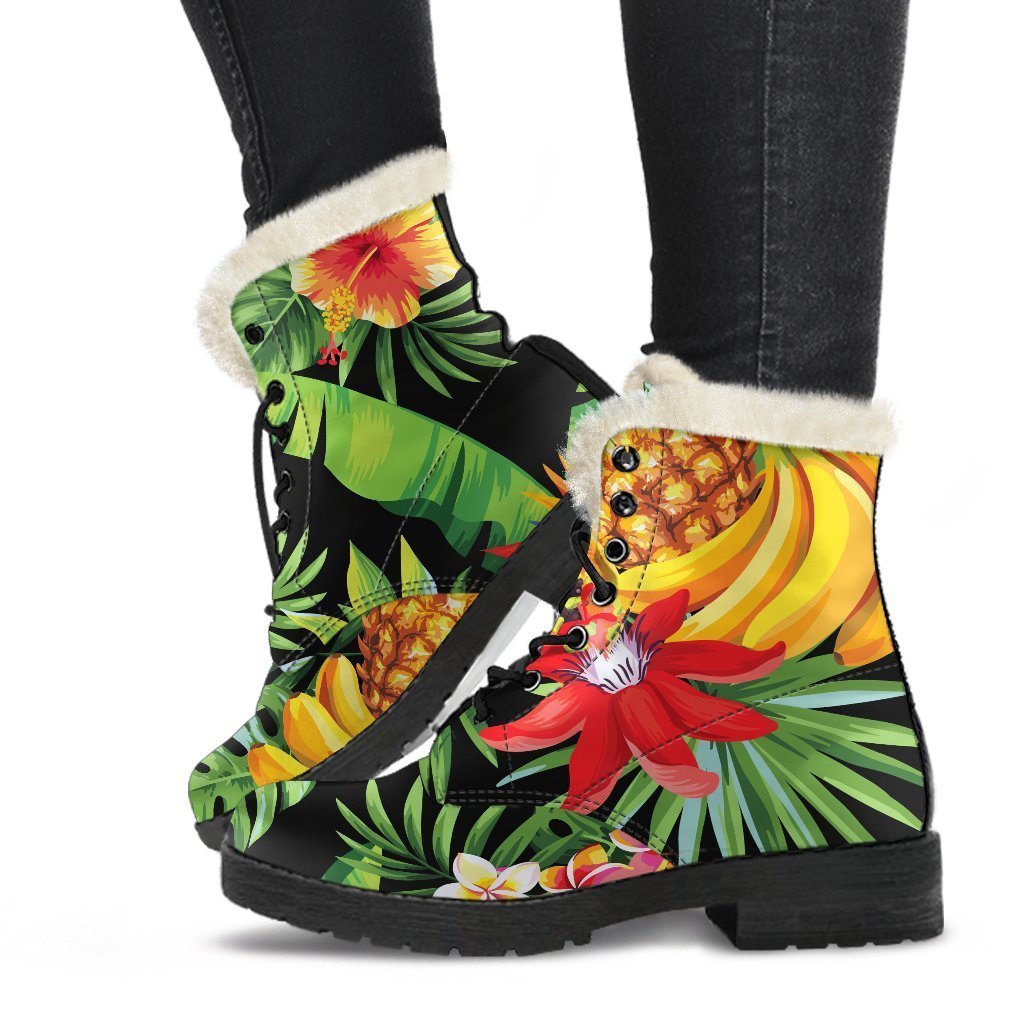 Tropical Hawaiian Fruits Pattern Print Comfy Boots GearFrost