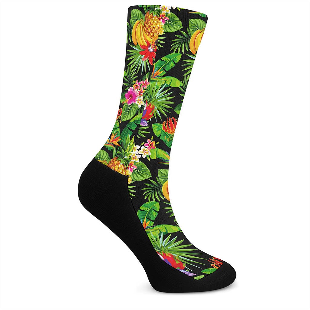 Tropical Hawaiian Fruits Pattern Print Crew Socks