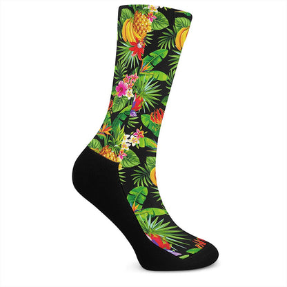Tropical Hawaiian Fruits Pattern Print Crew Socks