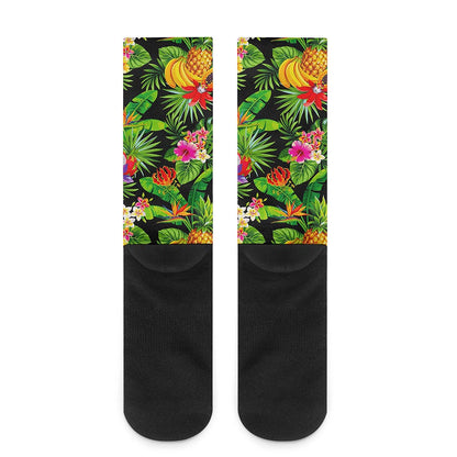 Tropical Hawaiian Fruits Pattern Print Crew Socks