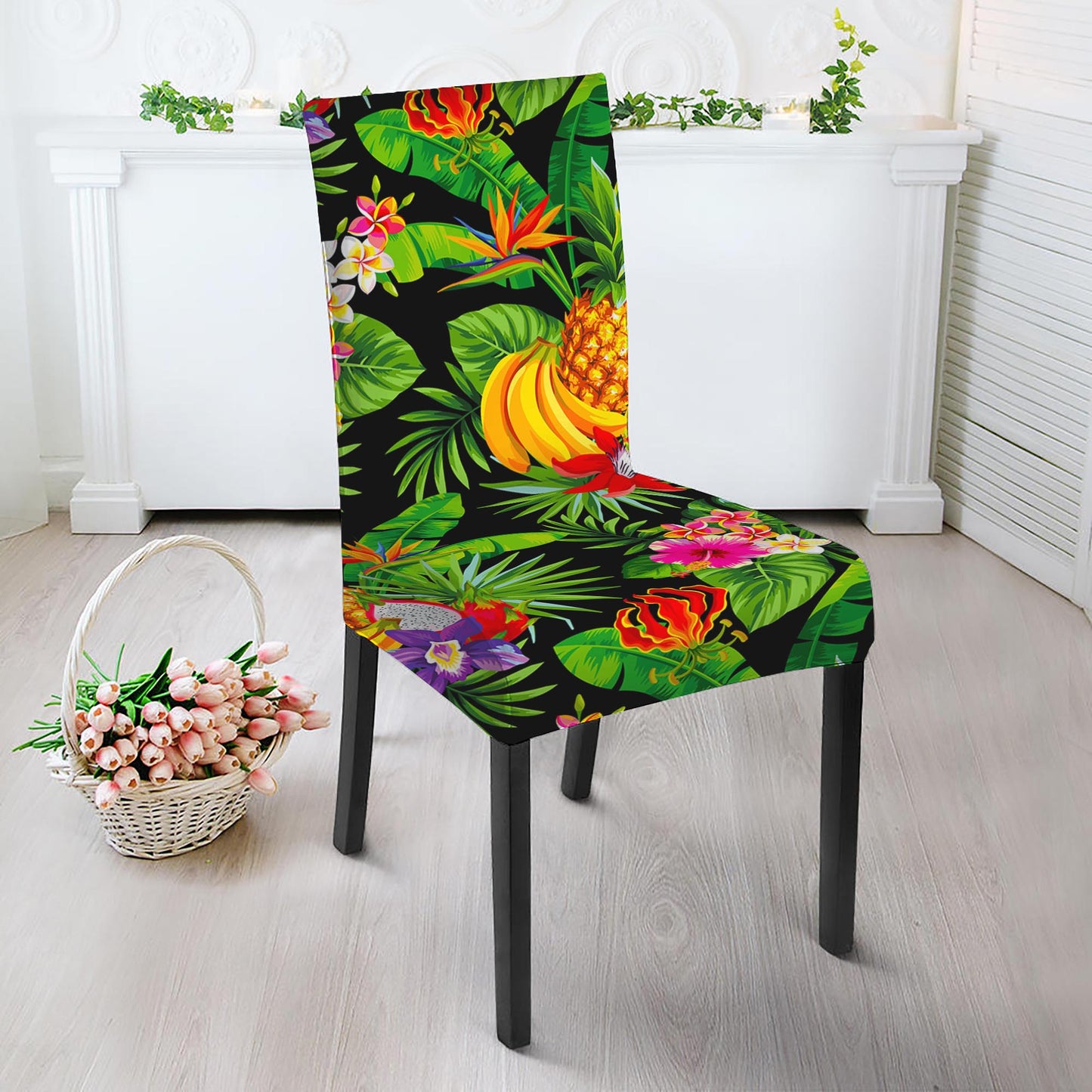 Tropical Hawaiian Fruits Pattern Print Dining Chair Slipcover