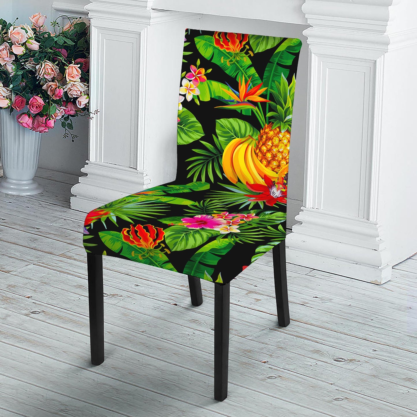 Tropical Hawaiian Fruits Pattern Print Dining Chair Slipcover