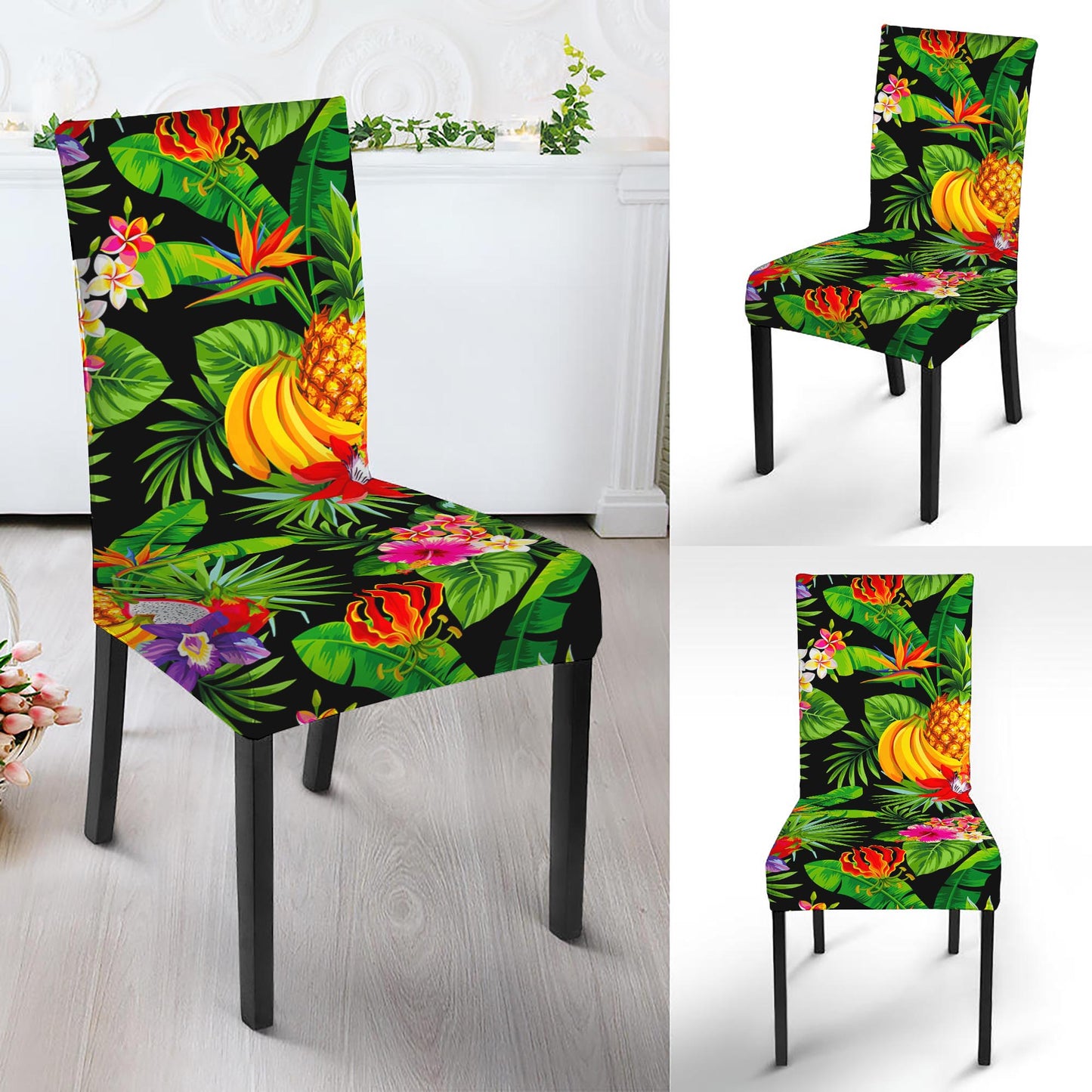 Tropical Hawaiian Fruits Pattern Print Dining Chair Slipcover