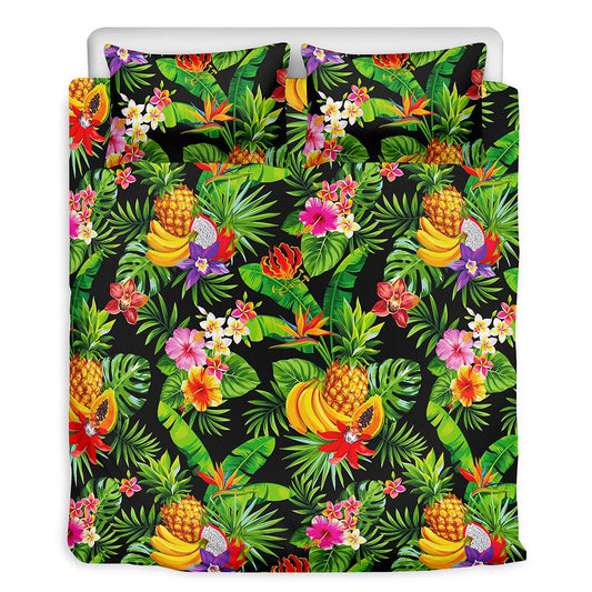 Tropical Hawaiian Fruits Pattern Print Duvet Cover Bedding Set