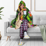 Tropical Hawaiian Fruits Pattern Print Hooded Blanket