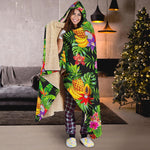 Tropical Hawaiian Fruits Pattern Print Hooded Blanket