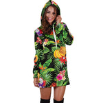 Tropical Hawaiian Fruits Pattern Print Hoodie Dress GearFrost