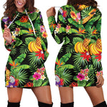 Tropical Hawaiian Fruits Pattern Print Hoodie Dress GearFrost