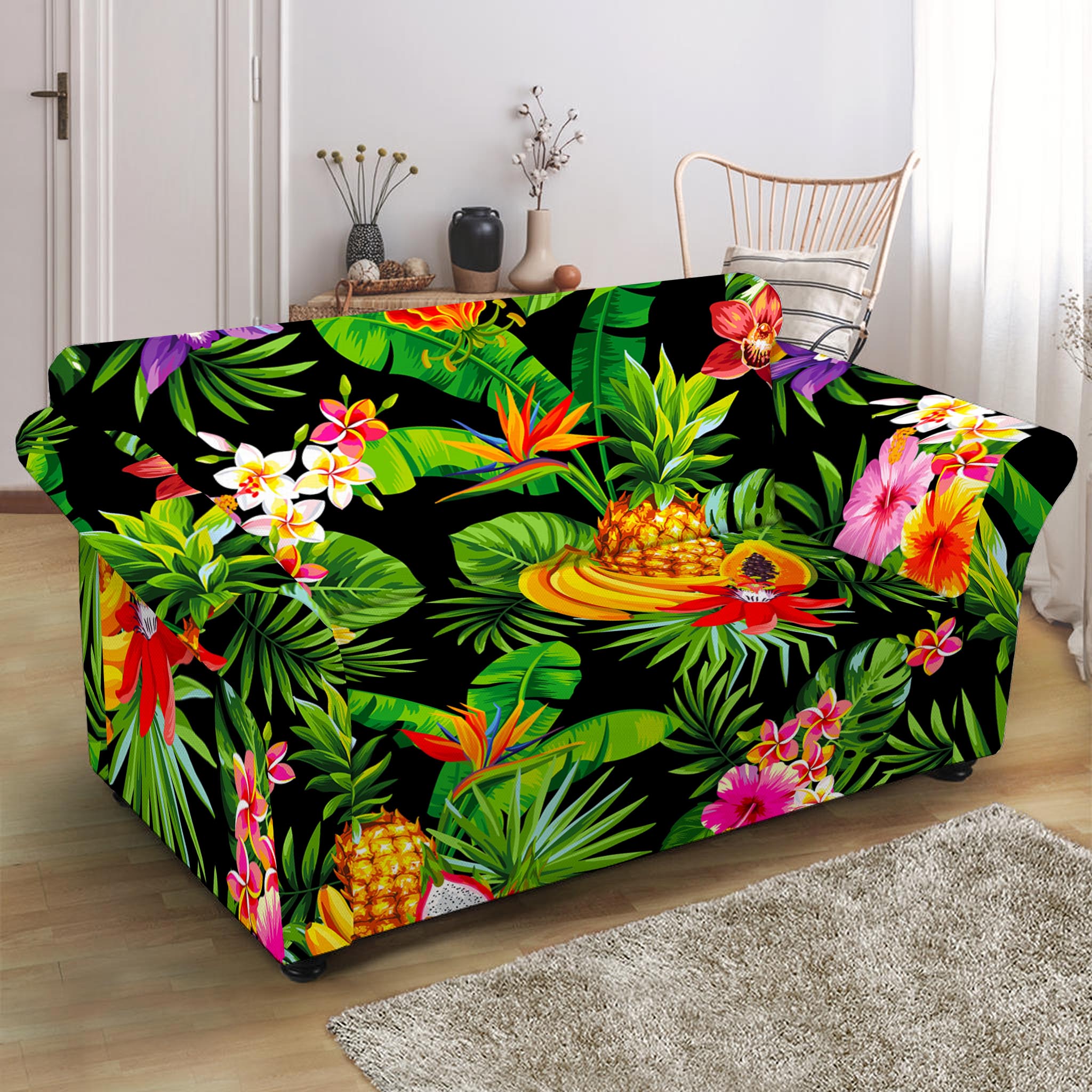 Tropical Hawaiian Fruits Pattern Print Loveseat Slipcover