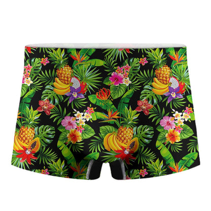 Tropical Hawaiian Fruits Pattern Print Men's Boxer Briefs