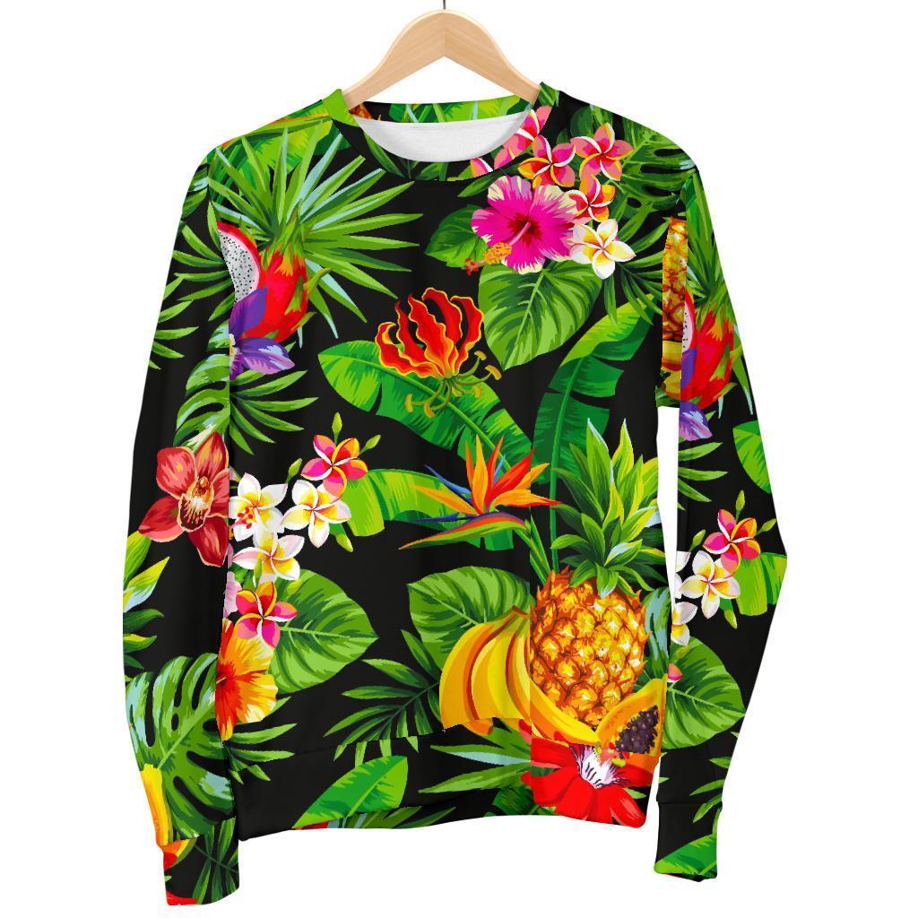 Tropical Hawaiian Fruits Pattern Print Men's Crewneck Sweatshirt GearFrost
