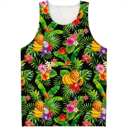 Tropical Hawaiian Fruits Pattern Print Men's Tank Top