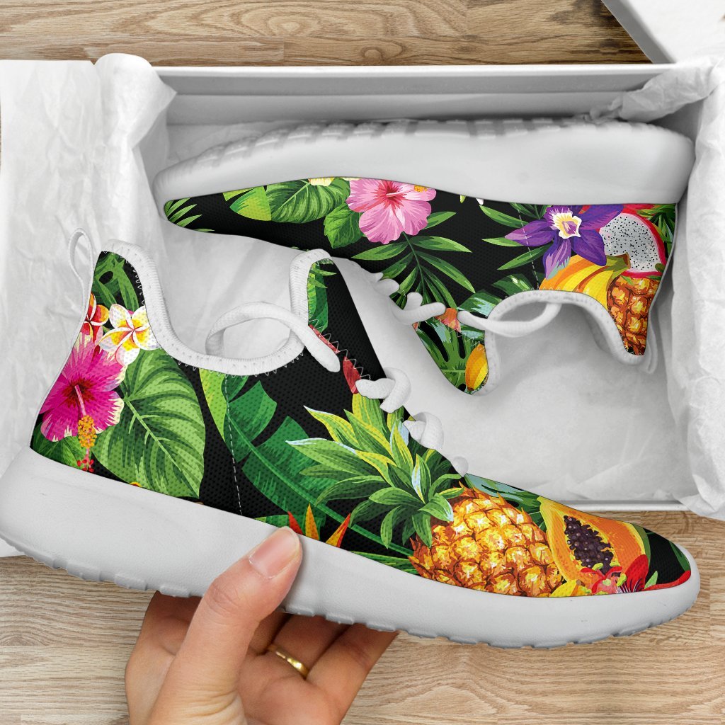 Tropical Hawaiian Fruits Pattern Print Mesh Knit Shoes GearFrost