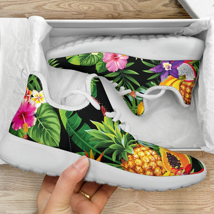 Tropical Hawaiian Fruits Pattern Print Mesh Knit Shoes GearFrost
