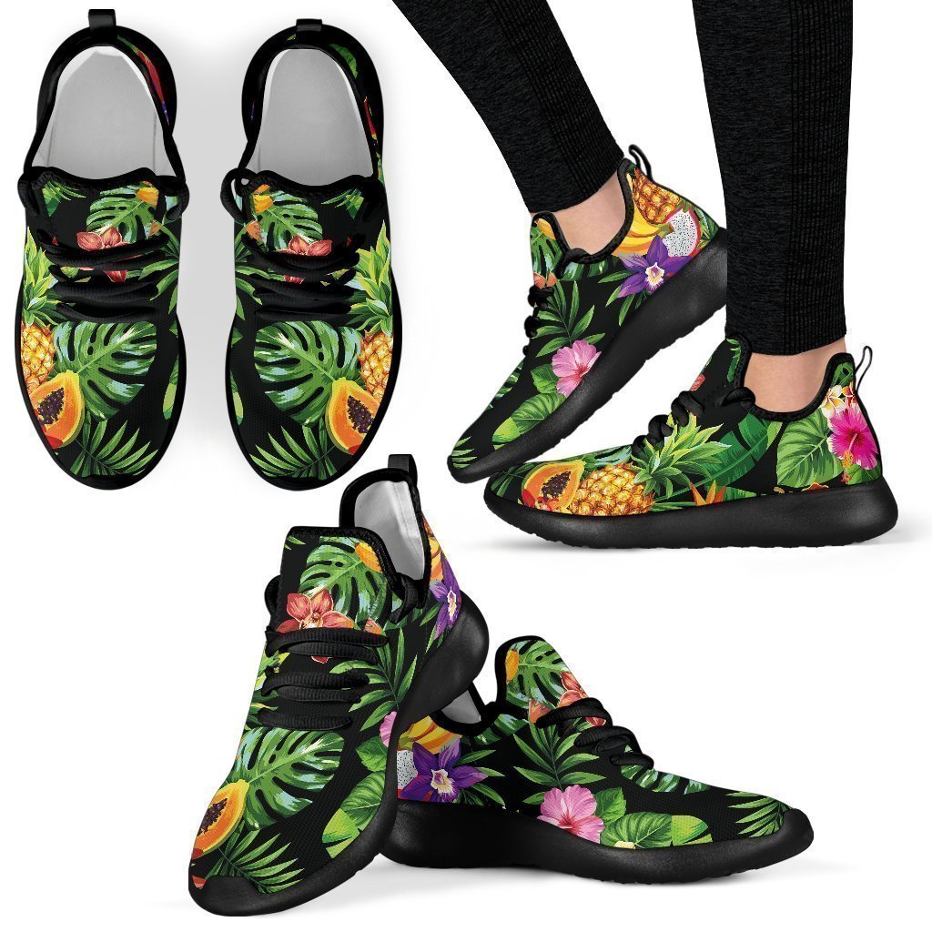 Tropical Hawaiian Fruits Pattern Print Mesh Knit Shoes GearFrost