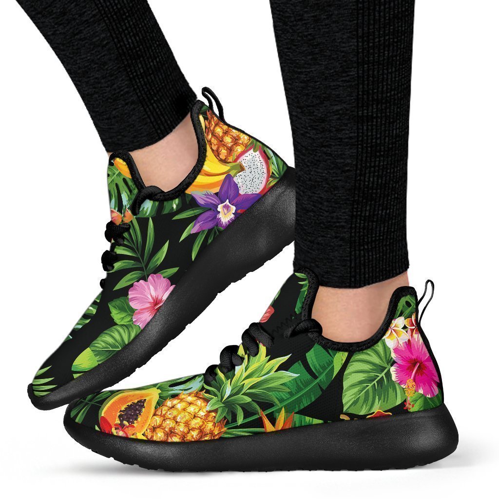 Tropical Hawaiian Fruits Pattern Print Mesh Knit Shoes GearFrost