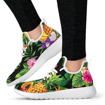 Tropical Hawaiian Fruits Pattern Print Mesh Knit Shoes GearFrost