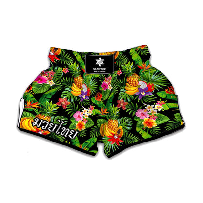 Tropical Hawaiian Fruits Pattern Print Muay Thai Boxing Shorts