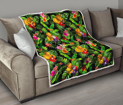 Tropical Hawaiian Fruits Pattern Print Quilt