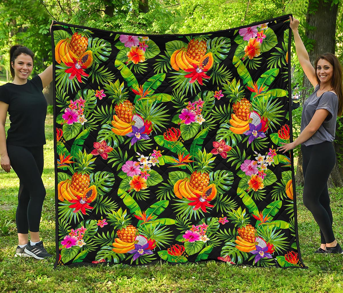 Tropical Hawaiian Fruits Pattern Print Quilt