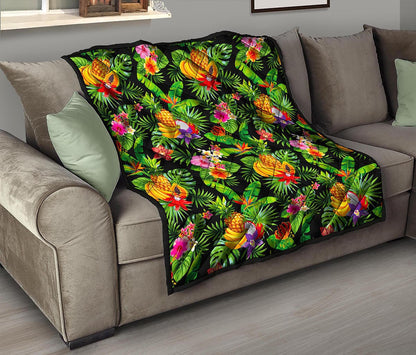 Tropical Hawaiian Fruits Pattern Print Quilt