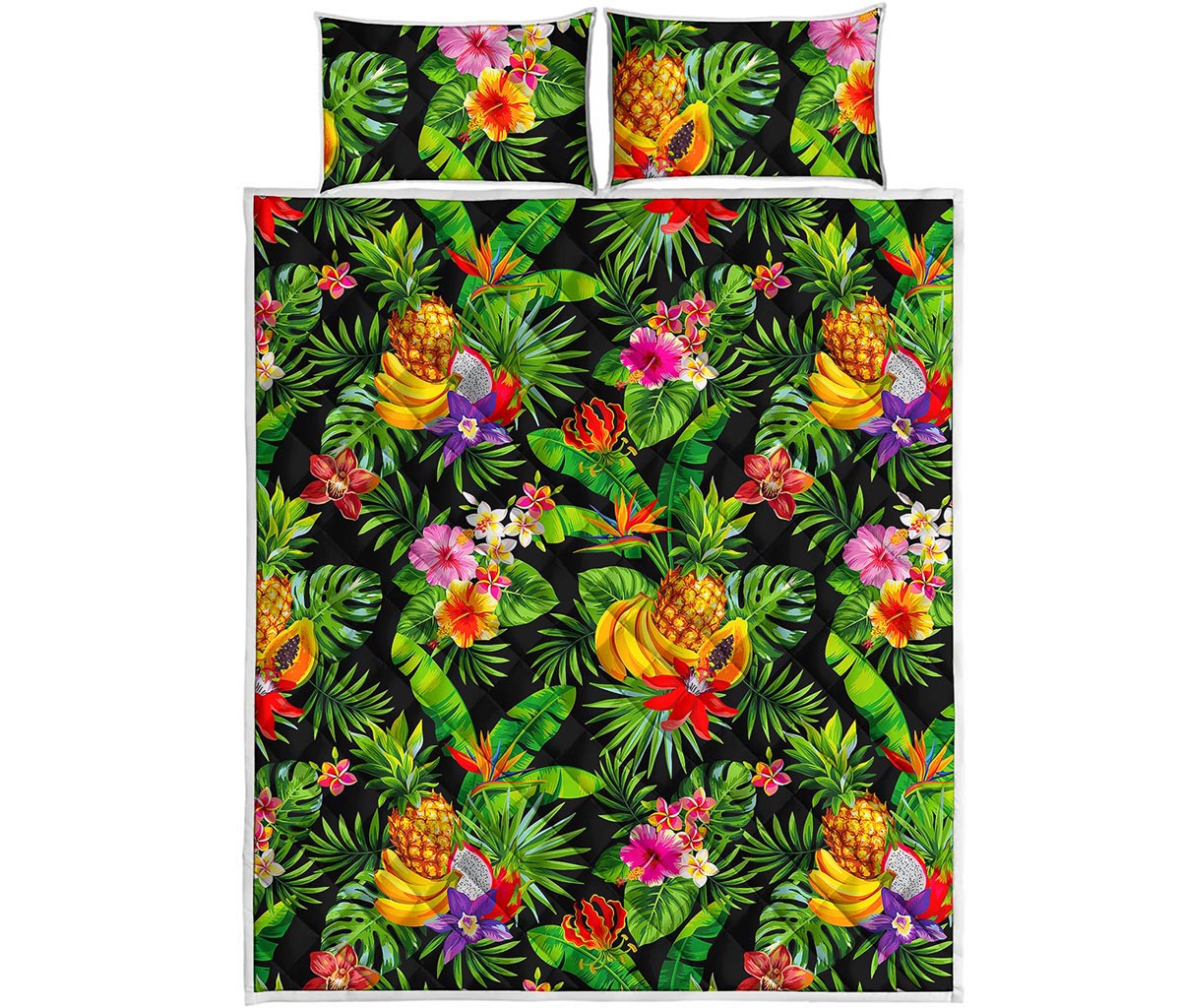 Tropical Hawaiian Fruits Pattern Print Quilt Bed Set