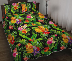 Tropical Hawaiian Fruits Pattern Print Quilt Bed Set