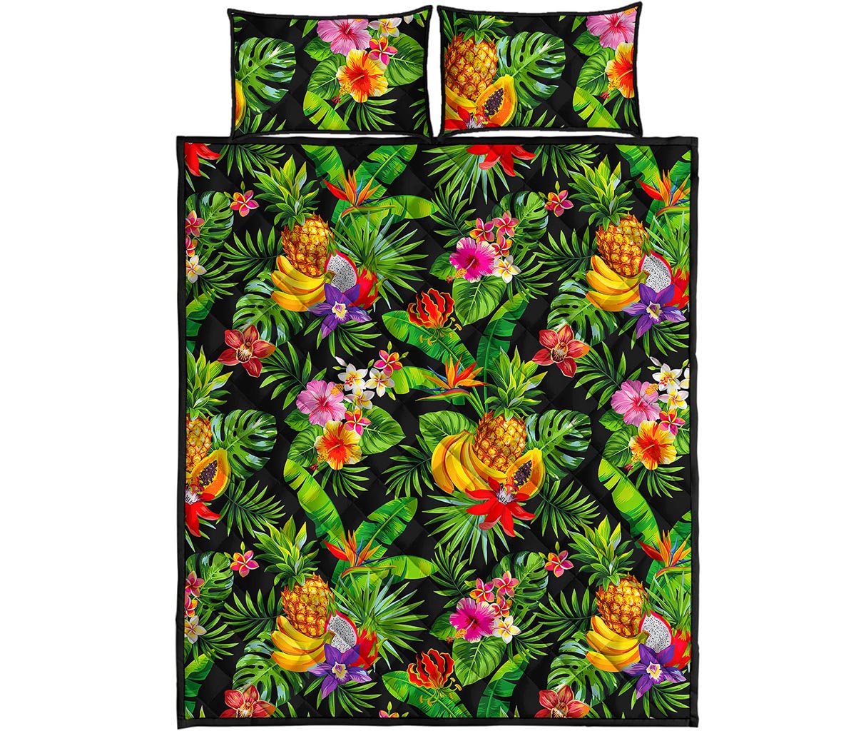 Tropical Hawaiian Fruits Pattern Print Quilt Bed Set