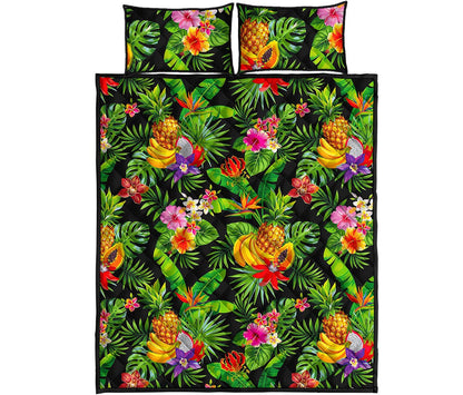 Tropical Hawaiian Fruits Pattern Print Quilt Bed Set