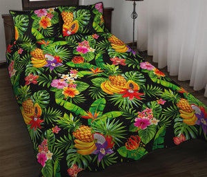 Tropical Hawaiian Fruits Pattern Print Quilt Bed Set